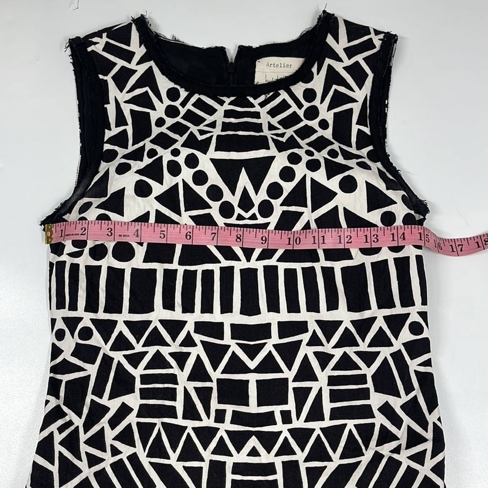 Artelier Nicole Miller Geometric Linen Sleeveless Sheath Dress Size 4 Career - Picture 7 of 9
